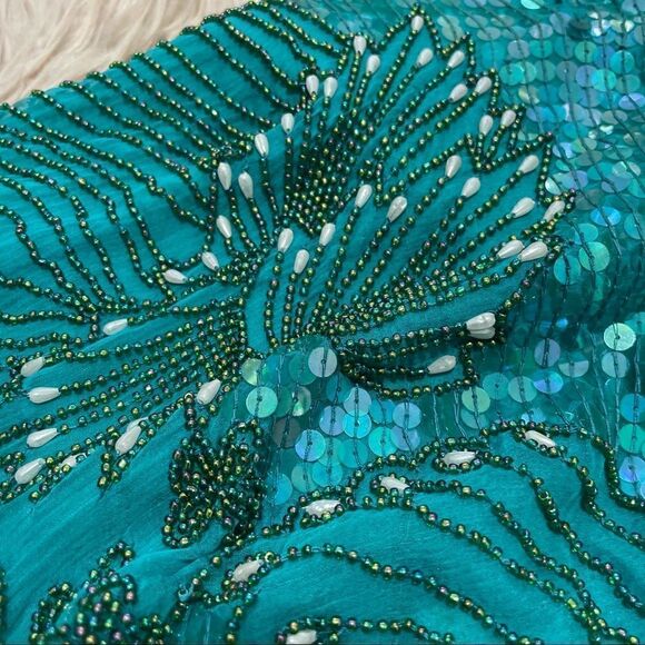 Turquoise beaded sequined blouse   - Picture 5 of 9